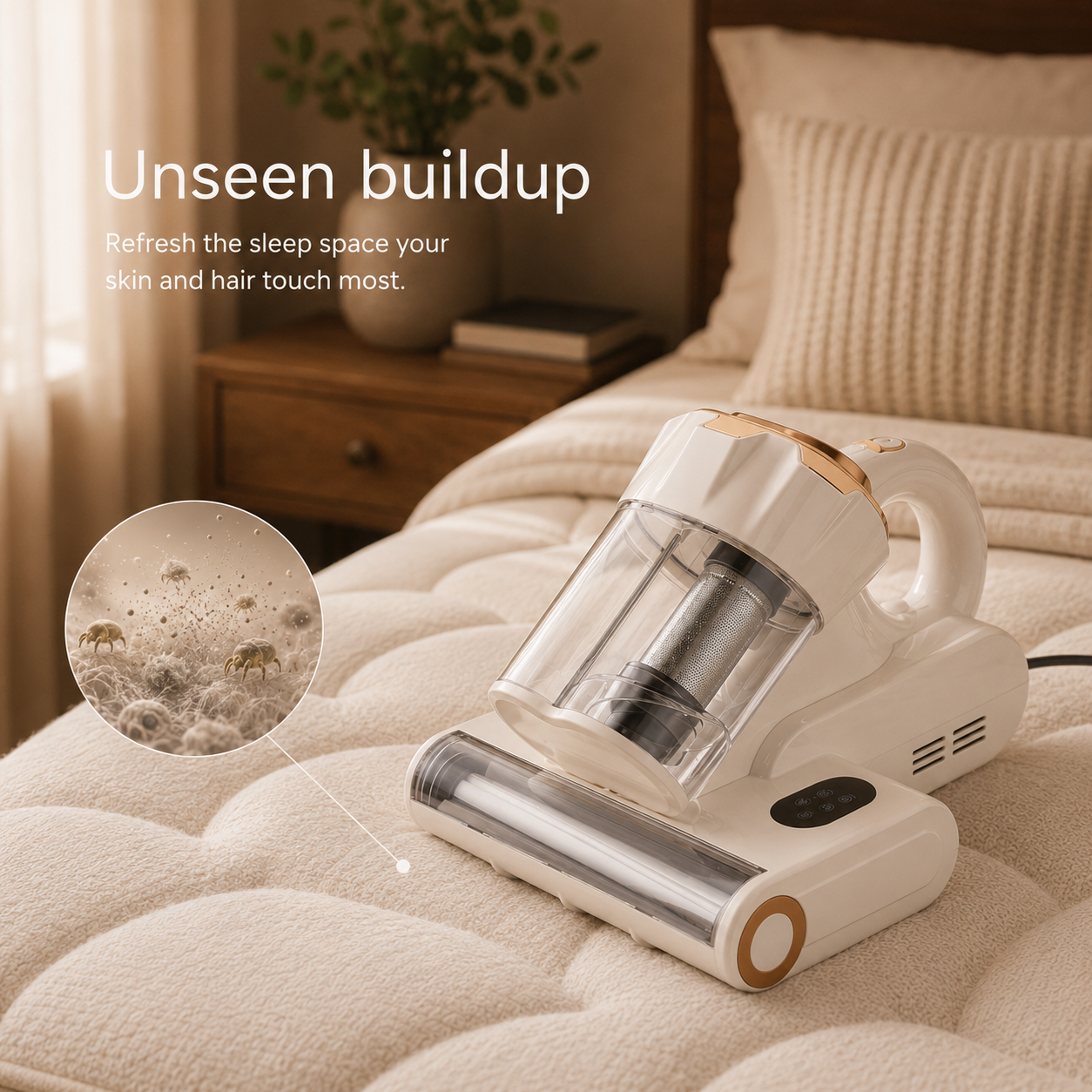 550W 18Kpa Powerful Mattress Vacuum Cleaner Dual Dust Bin HEPA Filter Heating Ultras Dust Mite Controllers Bed Vacuum Cleaner