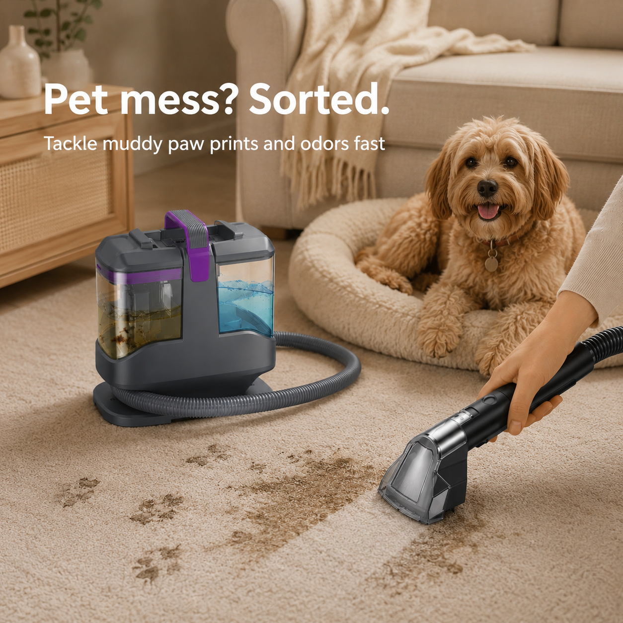 YISORA C9 Portable Carpet & Upholstery Cleaner Machine, 15Kpa 13.5ft Corded Spot Cleaner for Carpet, Sofa, Car Seat