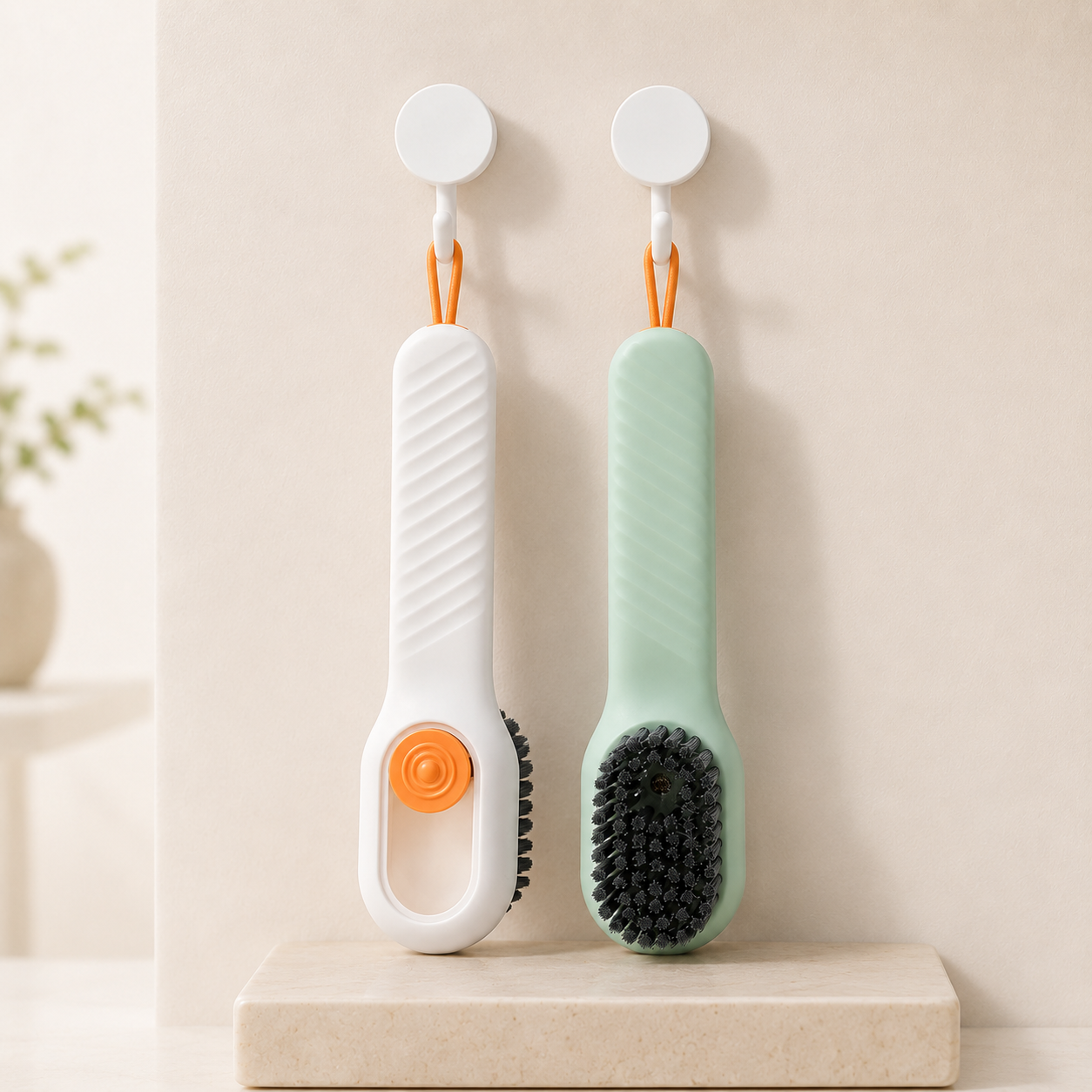 New Care Brush Press Type with Liquid Dispenser Automatic Shoe Brush Shoe Cleaning Household Soft Fur for Washing Shoe Cleaner