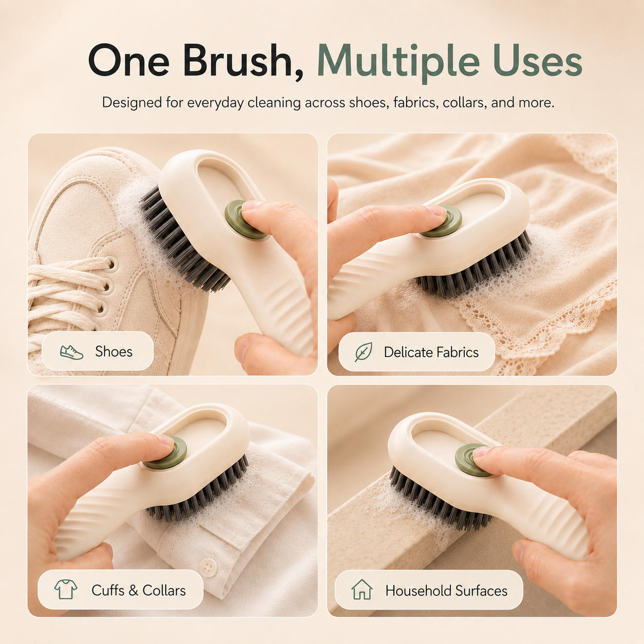 New Care Brush Press Type with Liquid Dispenser Automatic Shoe Brush Shoe Cleaning Household Soft Fur for Washing Shoe Cleaner