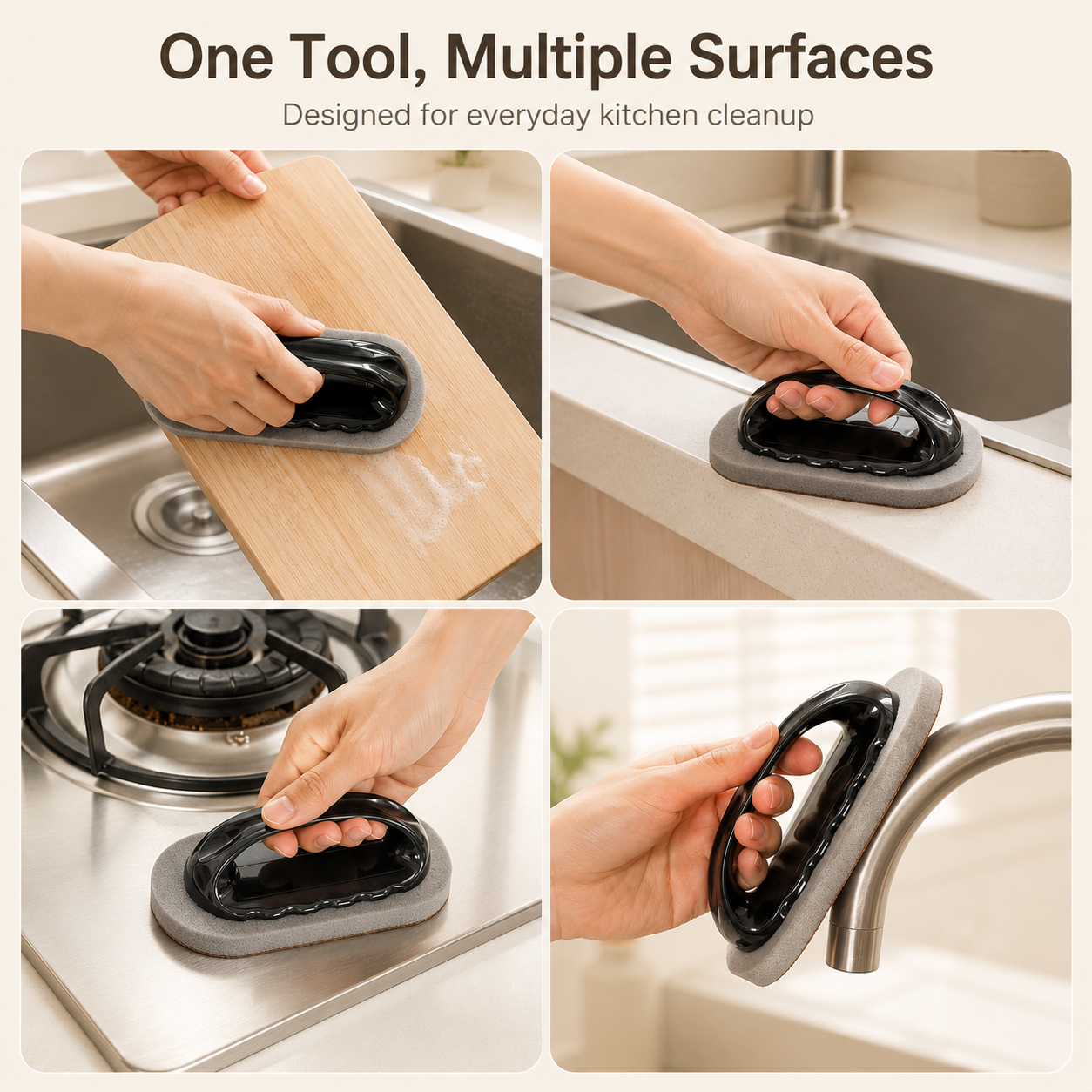 Magic Emery Sponge Brush Wipe Eraser Cleaner Kitchen Bath Rust Strong Decontamination Cleaning Tools With Handle Household Tools
