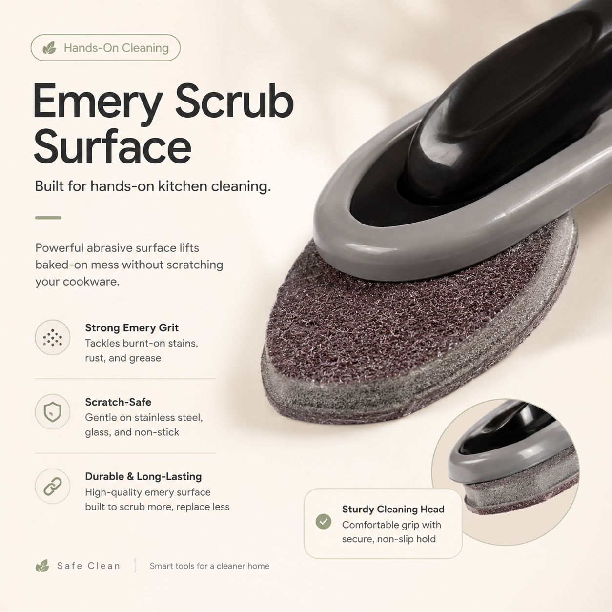 Magic Emery Sponge Brush Wipe Eraser Cleaner Kitchen Bath Rust Strong Decontamination Cleaning Tools With Handle Household Tools