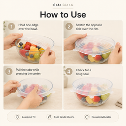 6Pcs Food Grade Silicone Preservation Cover Reusable Airtight Food Universal Dish Stretch Round Lids For Kitchen Accessories