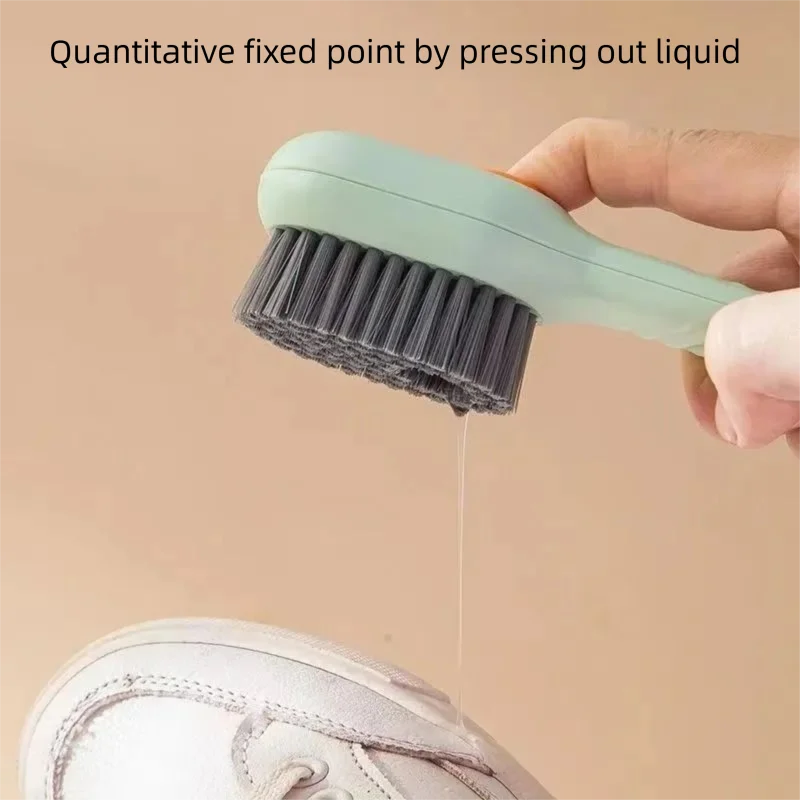 New Care Brush Press Type with Liquid Dispenser Automatic Shoe Brush Shoe Cleaning Household Soft Fur for Washing Shoe Cleaner